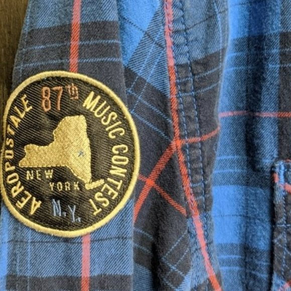 RARE Aeropostale Plaid Flannel Shirt Top UNISEX Style 100% Cotton - Picture 7 of 9